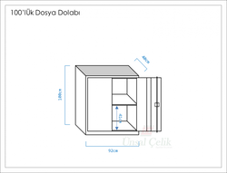 Metal Klasör Dosya Dolabı Kırmızı (100cm) - Thumbnail